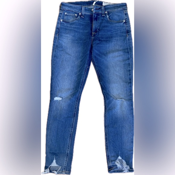 RAG & BONE Cate Mid Rise Raw Hem Skinny denim Jean in Juni Sz 27. - Picture 3 of 7